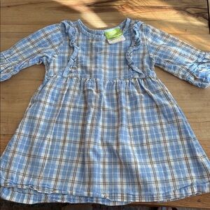 Classic Whimsey Blue Plaid Ruffle Dress